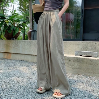 กางเกงเอวสูงผู้หญิง กางเกงลำลอง ทรงหลวม ใส่สบายไม่อับชื้น