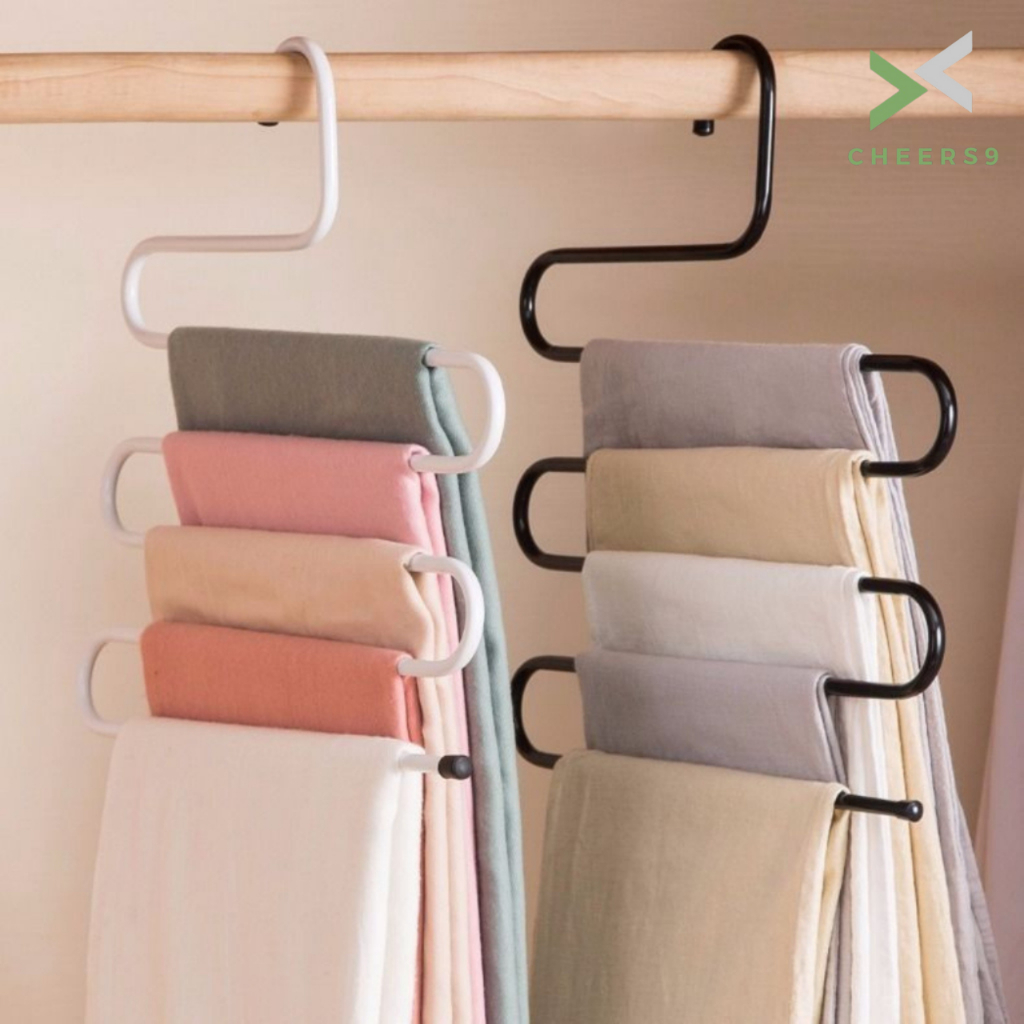 ไม้แขวนกางเกง แบบประหยัดพื้นที่ pants rack ไม่เป็นสนิม เกรดพรีเมี่ยมแบบหนาพิเศษ Cheers9