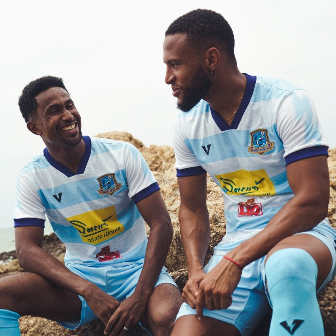 VOLT เสื้อแข่ง เหย้า พัทยา ยูไนเต็ด สีฟ้าขาว PATTAYA UNITED HOME BLUE JERSEYS 2023/24