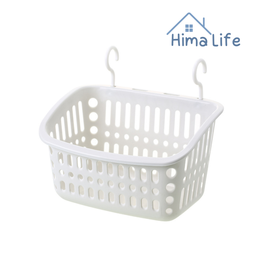 ตะกร้าแขวน ตะกร้าเก็บของแขวนผนัง basket hang มีหูสำหรับแขวน เก็บของใช้ในห้องน้ำ ห้องครัว ให้เป็นระเบียบ Hima Life