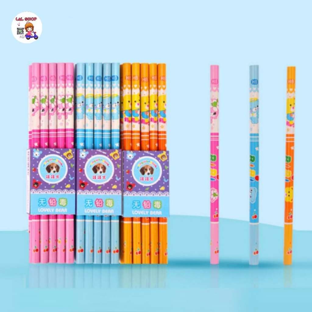 L&L การเรียน ดินสอ ดินสอไม้ HB ลายการ์ตูน 17.5*0.08cm (จำนวน10แท่ง)