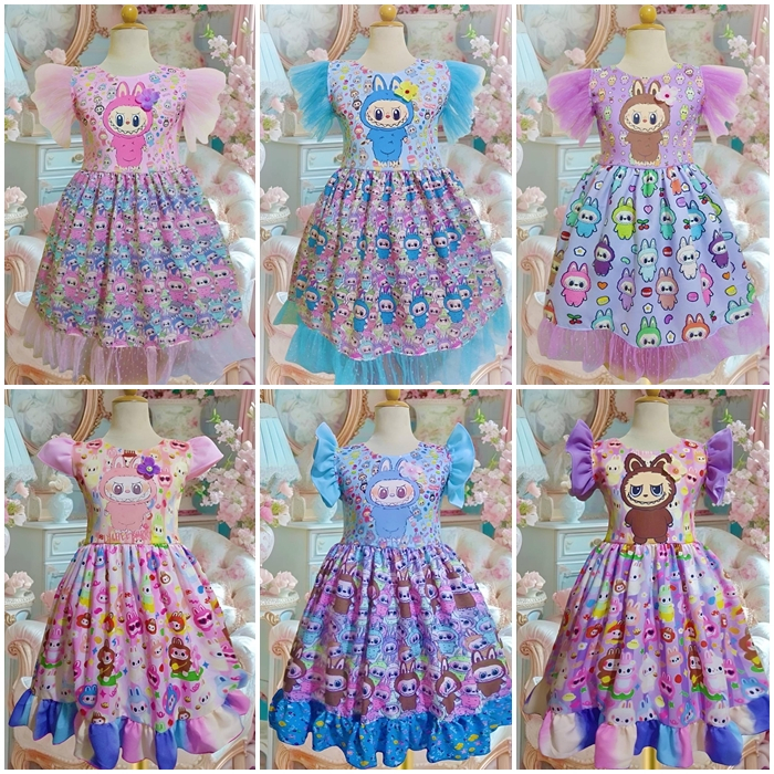 [CLEARANCE SALE ลดราคา] เดรสลาบูบู้ Labubu 3.5-7ปี ชุดเด็กผู้หญิง น่ารักๆ พร้อมส่ง
