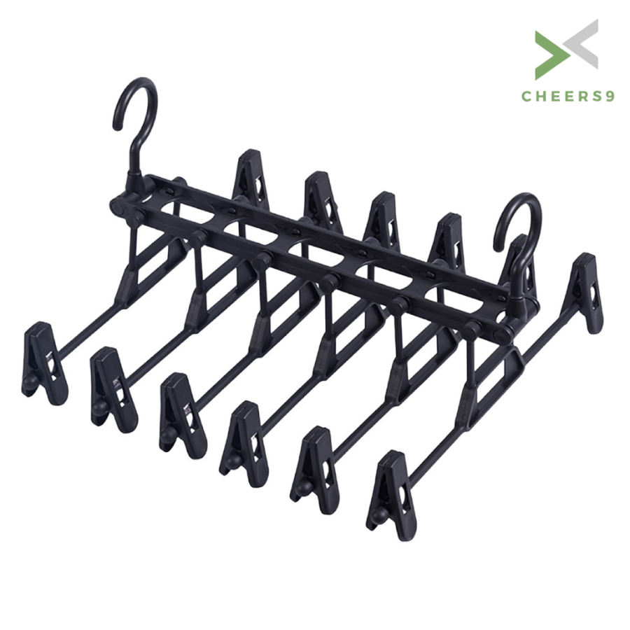 ไม้แขวนแบบหนีบ ไม้แขวนพลาสติก Drying Rack แพ็ค 6 ชิ้น ปรับระดับได้ ตะขอหมุนได้ 360 องศา Cheers9