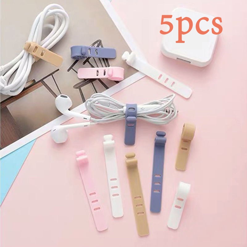 5PCS ที่เก็บสายเคเบิลข้อมูล ที่รัดสายชาร์จ ซิลิโคน อุปกรณ์สำหรับเก็บสายดาต้า/หูฟัง silicone cable winder