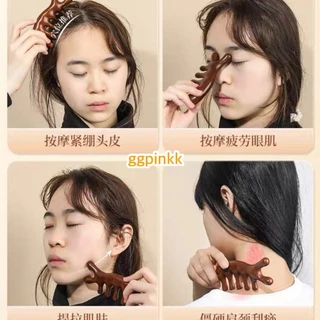 พร้อมส่ง🤎หวีไม้จันทน์ ห้าซี่ ป้องกันไฟฟ้านวดศีรษะได้ 1 ชิ้น