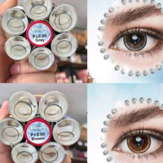 คอนแทคเลนส์ รุ่น Blizzard สีเทา/ตาล Gray/Brown สายตาปกติ ลายฮิต🤍