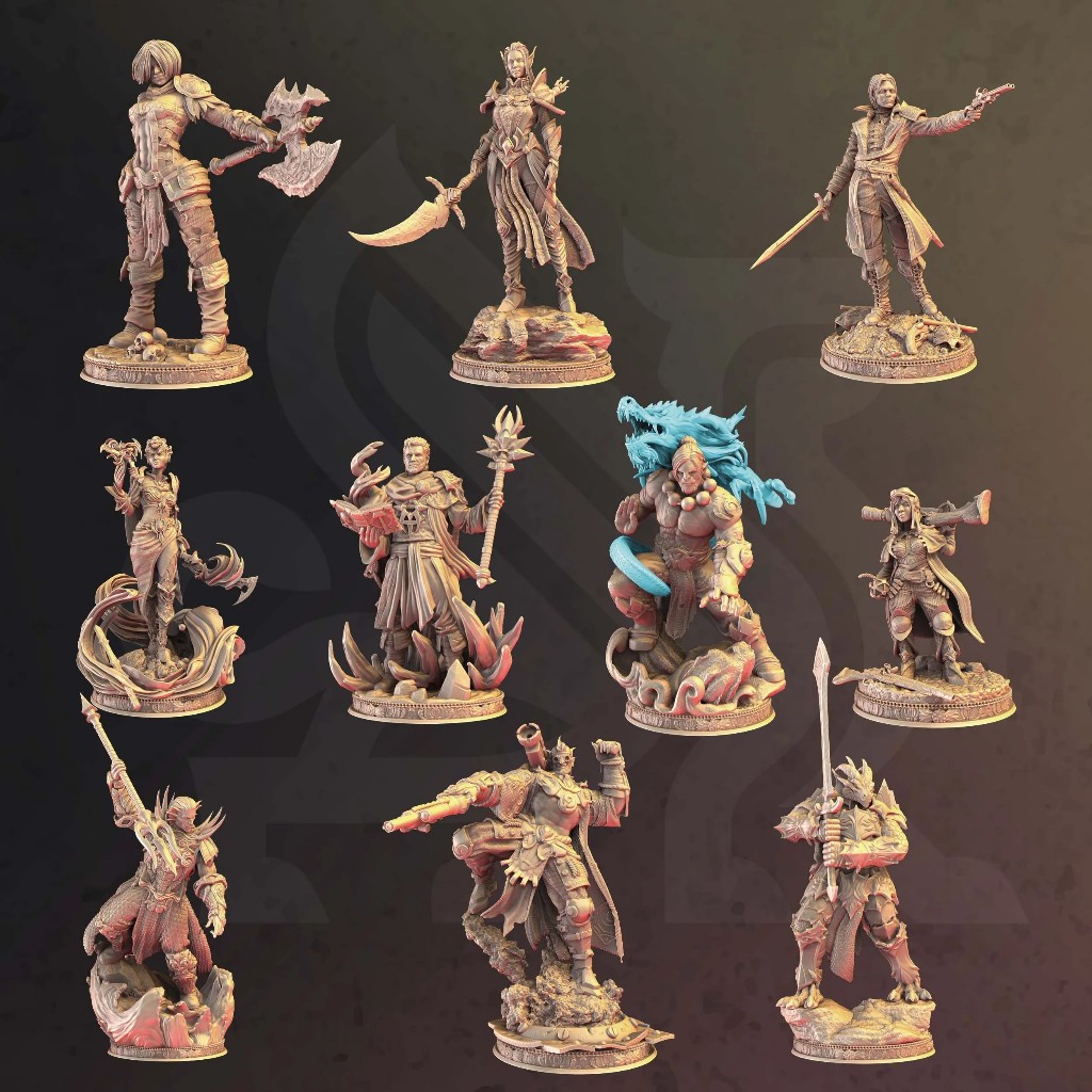 DnD Miniature ชุดฆาตกรนักล่า โมเดลสำหรับเล่นบอร์ดเกม (งานเรซิ่นสีเทา ยังไม่ลงสี) ขนาดฐาน 1 นิ้ว