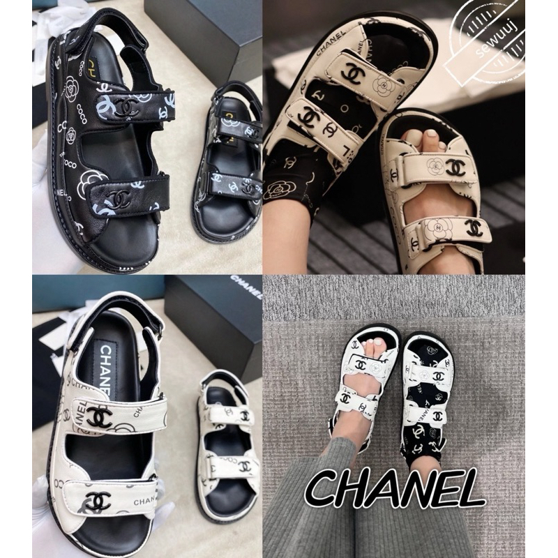 รองเท้าแตะ Velcro Camellia CHANEL แท้สำหรับผู้หญิงกันลื่นและทนต่อการสึกหรอ