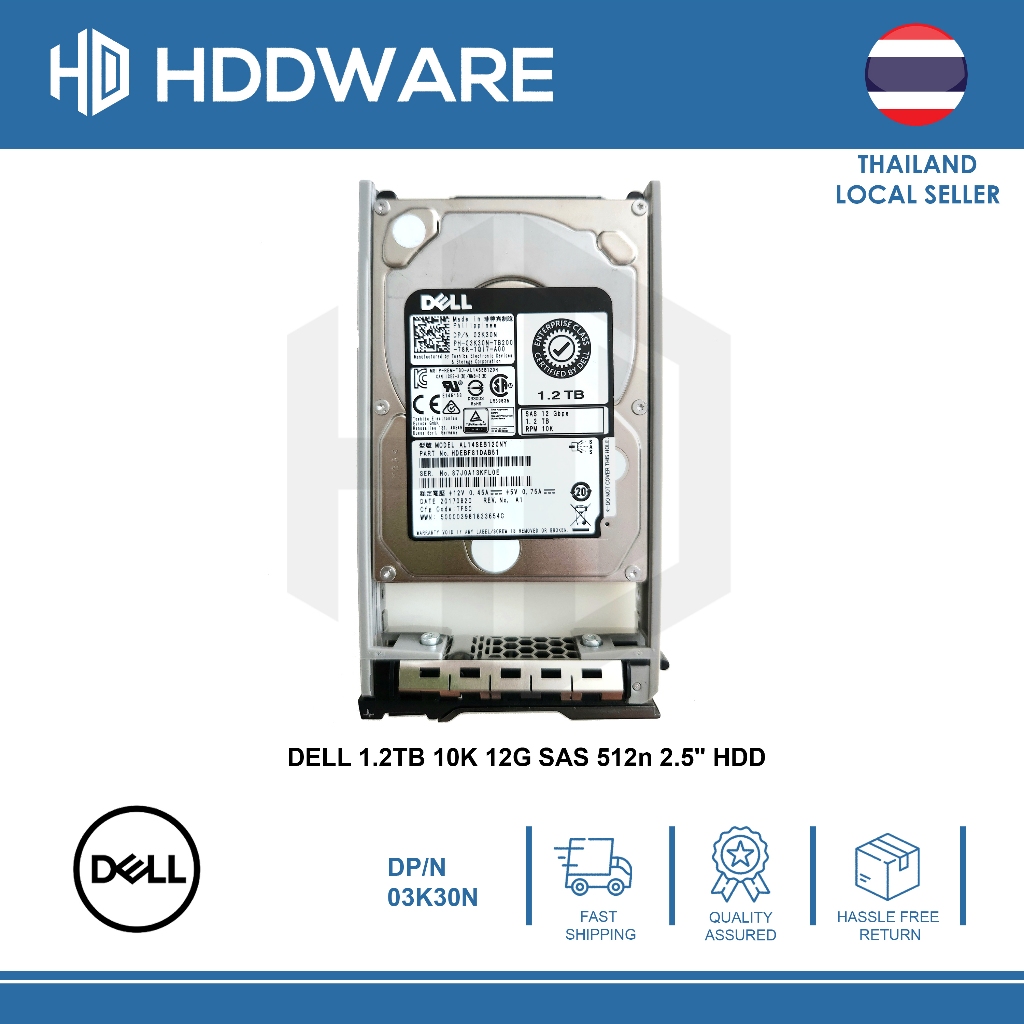 Dell 1.2TB 10K 12G SAS 512n 2.5" HDD // 03K30N // HDEBF81DAB51