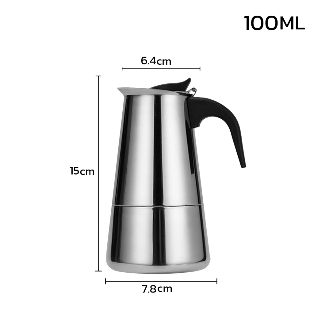 มอคค่าพอท หม้อต้มกาแฟ coffee moka pot เครื่องชงกาแฟสดรุ่นสแตนเลส 300ml 450ml Alechaung coffee thumbnail 8