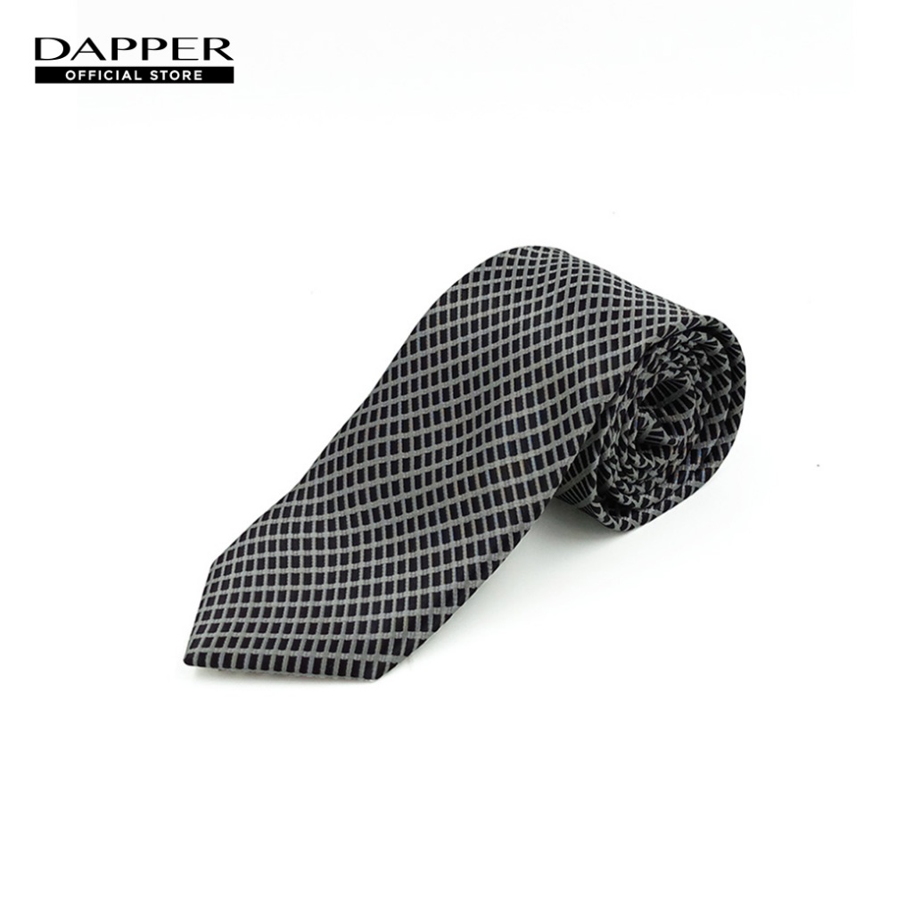 DAPPER เนคไท 7.5 cm Windowpane Jacquard Tie สีดำ (TIB1/803RJ)