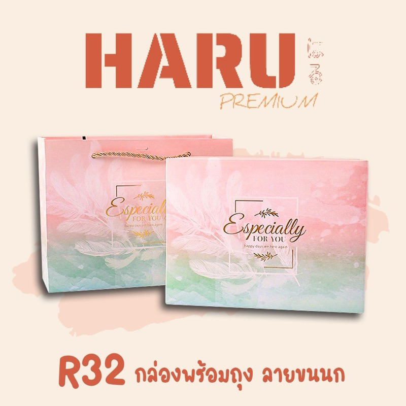 R32 กล่องพร้อมถุง พาสเทลเขียวชมพู
