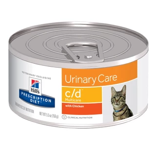 Hill's C/d 5.5 oz (156 กรัม) บรรจุ 1 กระป๋อง รสไก่อาหารกระป๋องสำหรับแมวเป็นนิ่ว