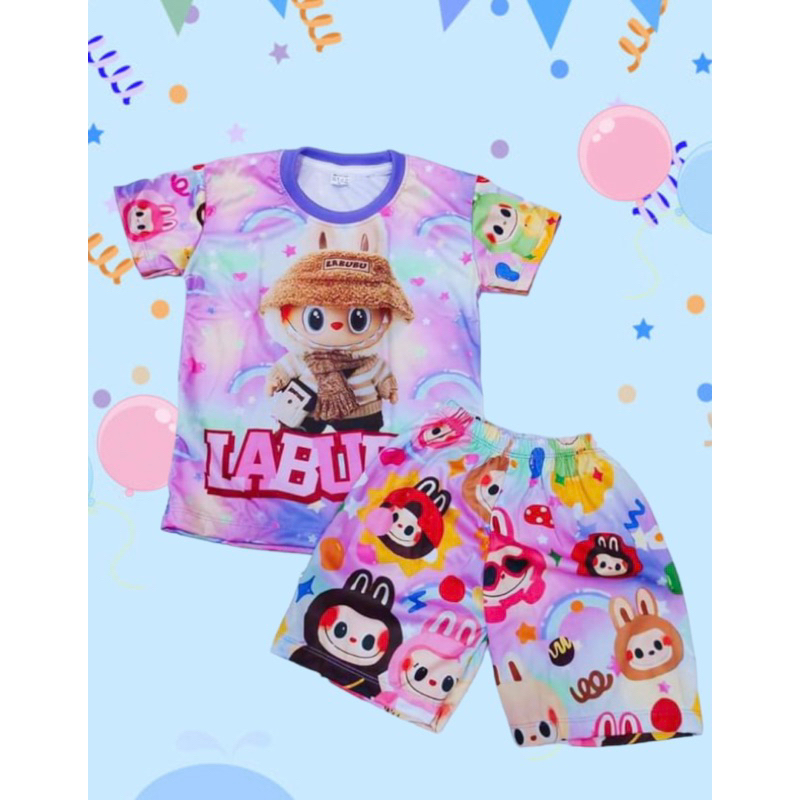 ชุดเซตเด็กลายลาบูบู้ เซต2ชิ้น เสื้อ+กางเกง ผ้าไมโครพรีเมี่ยม S-3XL