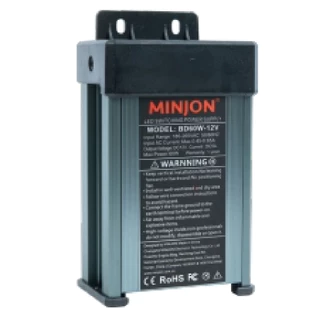หม้อแปลงPower Supply กันฝน MINJON แรงดันไฟ : DC 12-24V กำลังไฟ : 60W-800W สำหรับติดป้ายไฟและงานตกแต่งไฟประดับ