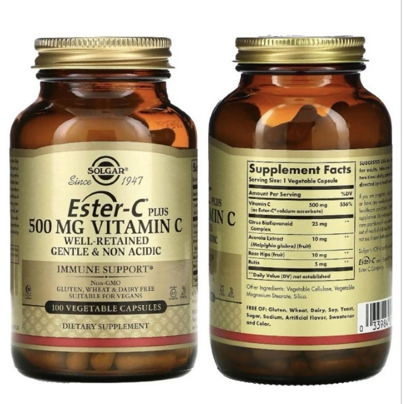 🔥 พร้อมส่ง ล็อตใหม่ Solgar, Ester-C, Vitamin C ขนาด 500 mg 100 เม็ด หมดอายุ 11/2026