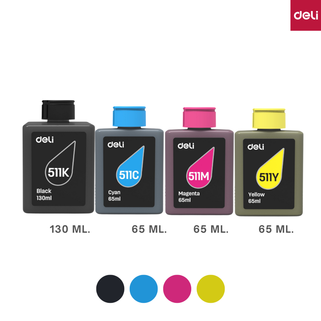 หมึกเติม DELI INKJET D511W ขนาด 100ML./65ML.