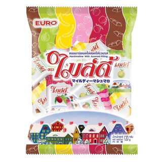 NP [ 1 ถุง ]🍭Mildy 🍢ไมล์ดี้ Euro มาร์ชเมลโล่สอดไส้ 120 กรัม 1 ถุง 25 ชิ้น