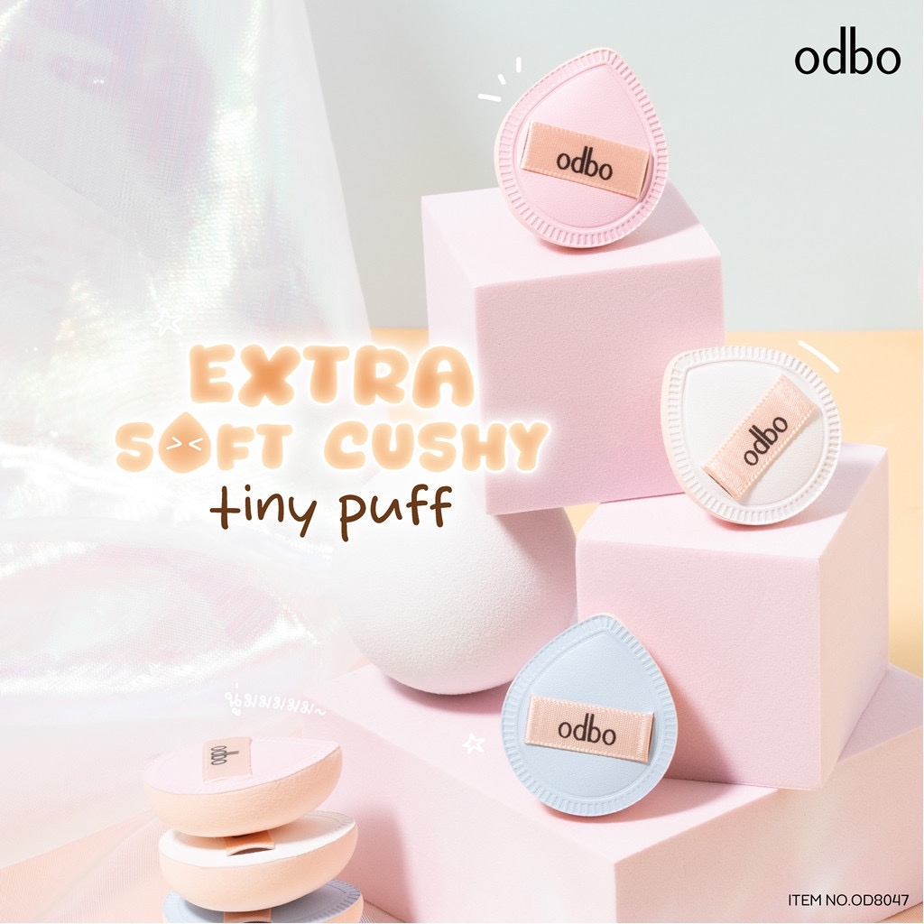 Odbo Extra Soft Cushy Tiny Puff [od8047 ] โอดี บีโอ เอ็กซ์ตร้าซอฟท์ คุชชี่ ไทนี่พัฟ พัฟแต่งหน้า 3ชิ้น