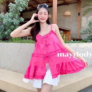 ❤️mayylody❤️ เสื้อสายเดี่ยว สไตล์เกาหลี ใส่เป็นเลเยอร์ตัวนอกน่ารักสุดๆ ผ้าเปลือกไม้นุ่มฟู อกถึง-38 นิ้ว (เสื้อโคเรีย)