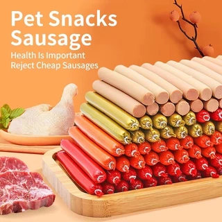 TUBI 100Pcs ไส้กรอกแฮมสุนัขอาหารหมา อาหารแมว ขนมแมว ขนมสุนัขแป เป็ด ไก่ ปลา ไส้กรอกสุนัขแมวไส้กรอกสั