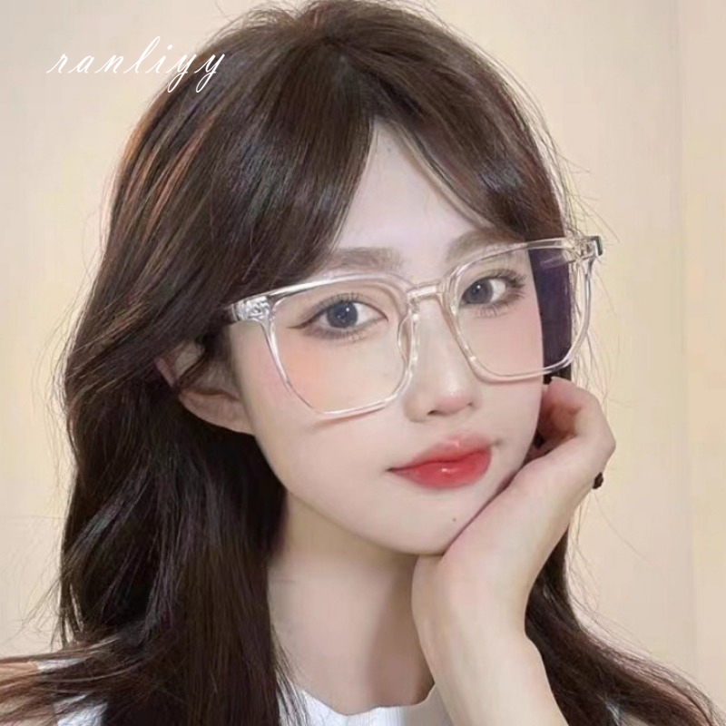 ส่งเร็ว🌼แว่นกรองแสงป้องกันรังสียูวีป้องกันแสงสีฟ้าคอมพิวเตอร์ไล่โทนสีกรอบเหลี่ยมแฟชั่นเกาหลีผู้ชายและผู้หญิง-Ranliyy