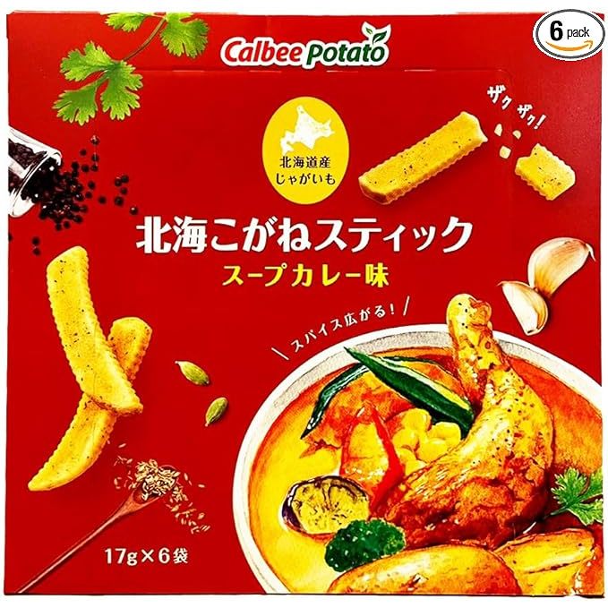[พร้อมส่ง] Calbee Kogane Potato Stick Curry Soup Flavor 17g x 6P มันฝรั่ง รสแกงกระหรี่