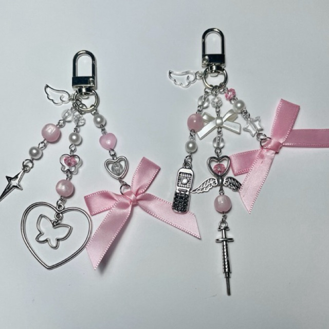 Pinky pink keychain ♡₊⁺💒🎀