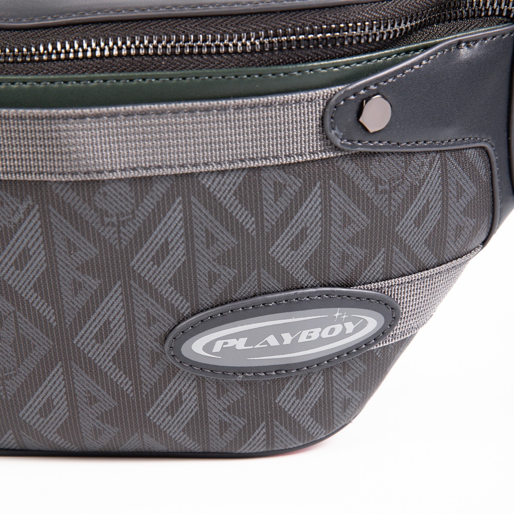 Playboy:Journey Men's Bag กระเป๋าคาดอกคาดเอวผู้ชาย รุ่น ST-B242PBM271-BL ดีไซน์สกรีนโลโก้อักษรสามเหลี่ยม สีกรม