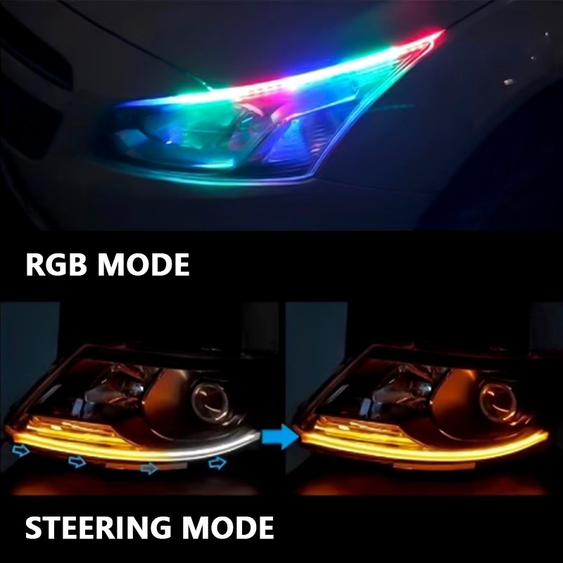 2 ชิ้น จัดส่งทันที สําหรับรถยนต์ การควบคุมแอพ ไฟเลี้ยว ไฟเดย์ไลท์ LED RGB 12V DRL หลากสี พร้อมรีโมตคอนโทรล - รูปที่ 2