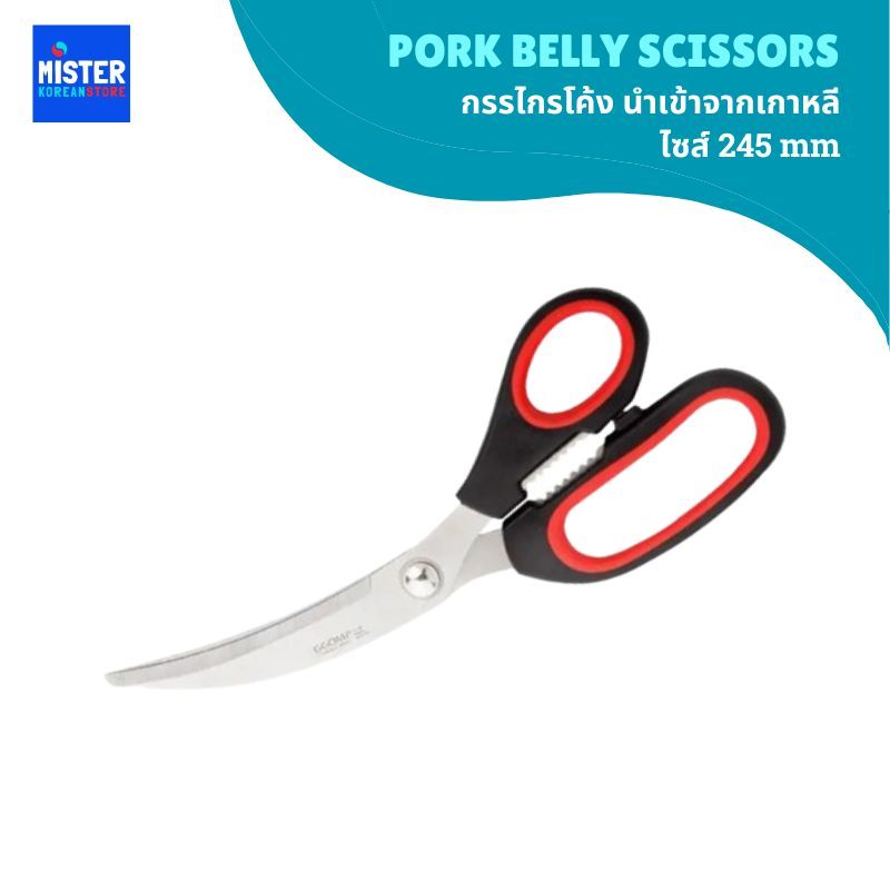 กรรไกรโค้ง นำเข้าจากเกาหลี ไซส์ 245mm PORK BELLY SCISSORS 세종 곡선가위