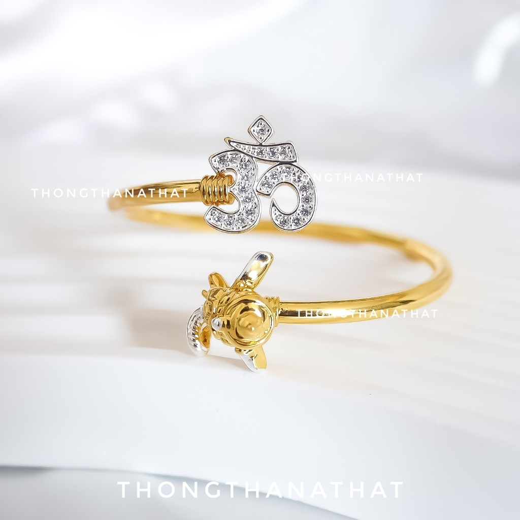 กำไลเศียรพระพิฆเนศหัวสัญลักษณ์โอม *ปรับไซส์ได้* กำไลพระพิฆเนศ เทพความสำเร็จ โอม พระพิฆเนศ กำไลปรับขนาดได้ กำไลปรับไซร้