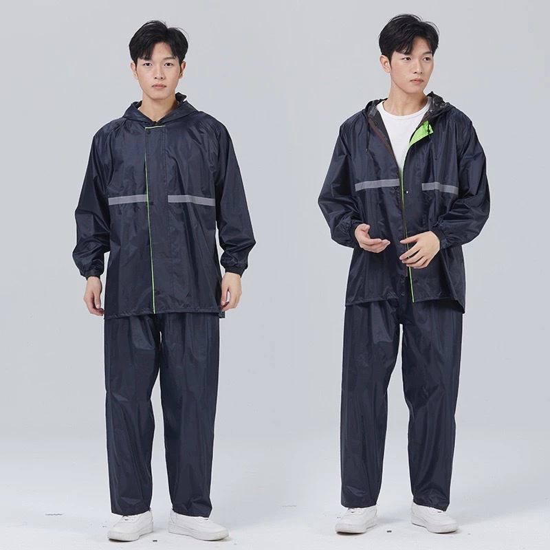เสื้อกันฝน มีฮู้ด ทรงโค้ทยาวและชุดกางเกง แถบสะท้อนแสง thumbnail 3