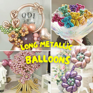 ❤️ ลูกโป่งไส้เป็ด ลูกโป่งยาวเมทัลลิก 10 ชิ้น/แพค รวม 12 ตัวเ…