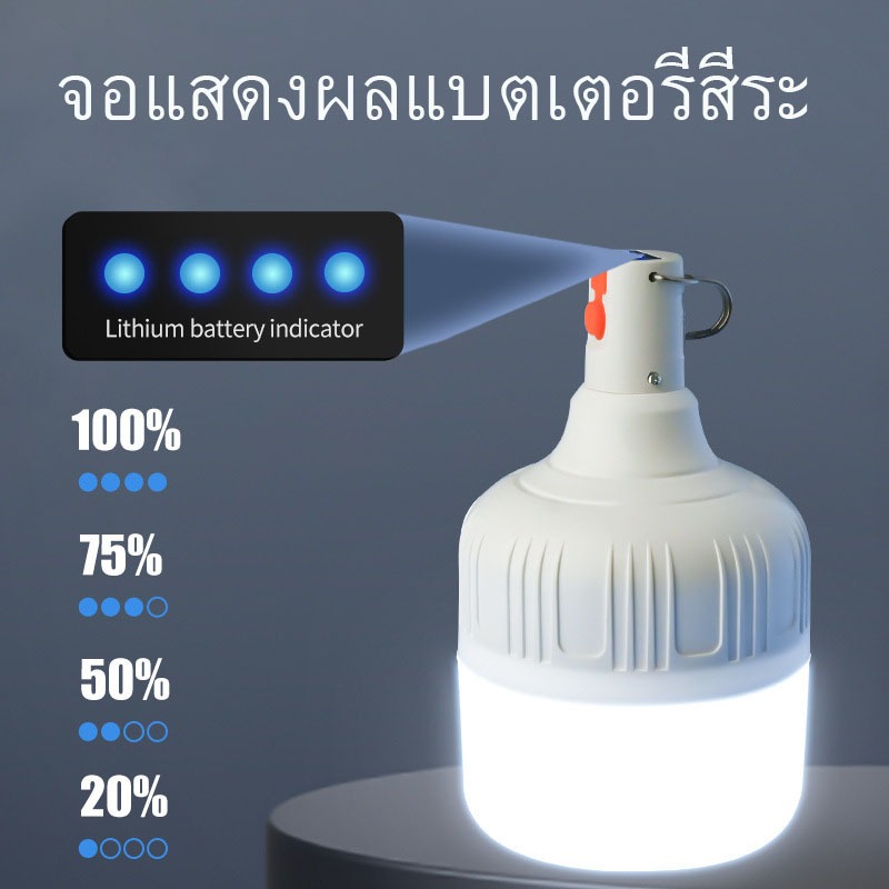 2000W หลอดไฟ หลอดไฟ led แสงสีขาว💡72ไฟฉุกเฉิน (แบบชาร์จไฟได้) หลอดไฟ พกพา 3 โหมด ไฟฉุกเฉิน กลางแจ้งCAMPING - รูปที่ 7