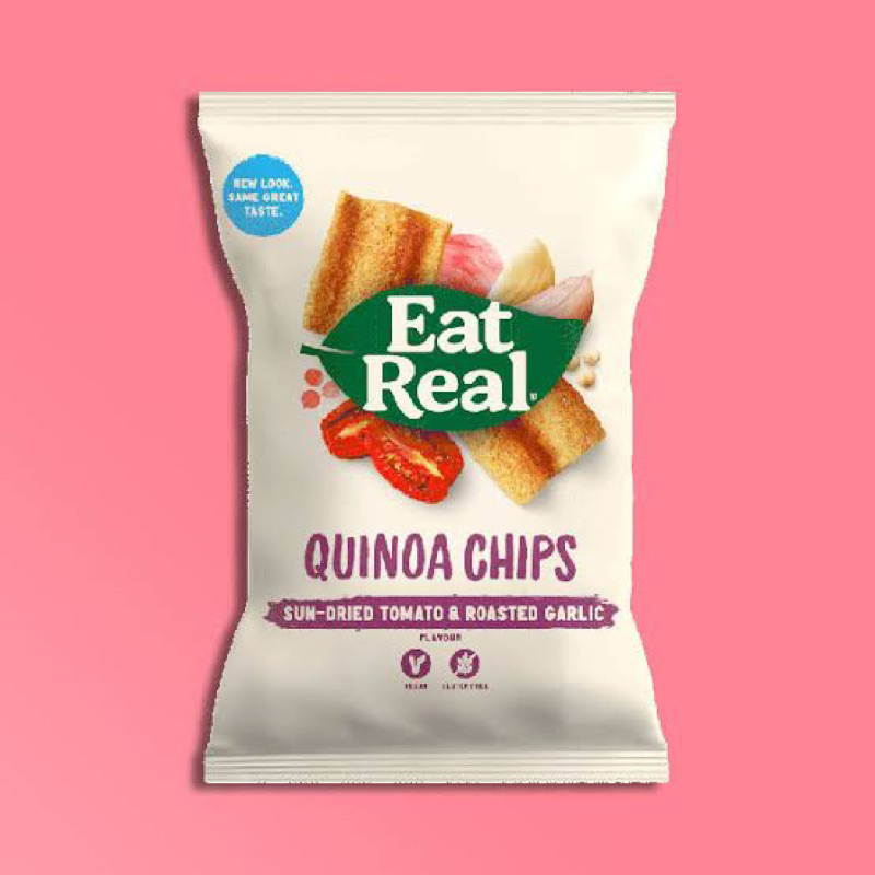 Eat Real quinoa chips tomato & garlic ขนมควินัวอบกรอบ รสมะเขือเทศ กระเทียม นำเข้า