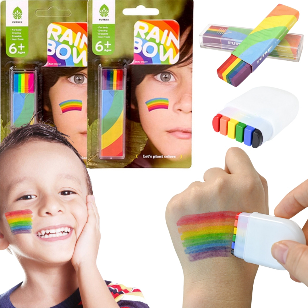 แท่งสีทาหน้าสีรุ้ง Futree เพ้นร่างกาย ธงประเทศ #05 Face Crayon Rainbow Face Stick (ปลอดภัย, ล้างเช็ดทำความสะอาดได้)