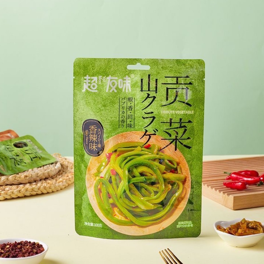 ผักส่วย รากบัว ขนมทานเล่น อร่อย พร้อมทาน100g 贡菜即食 藕丁