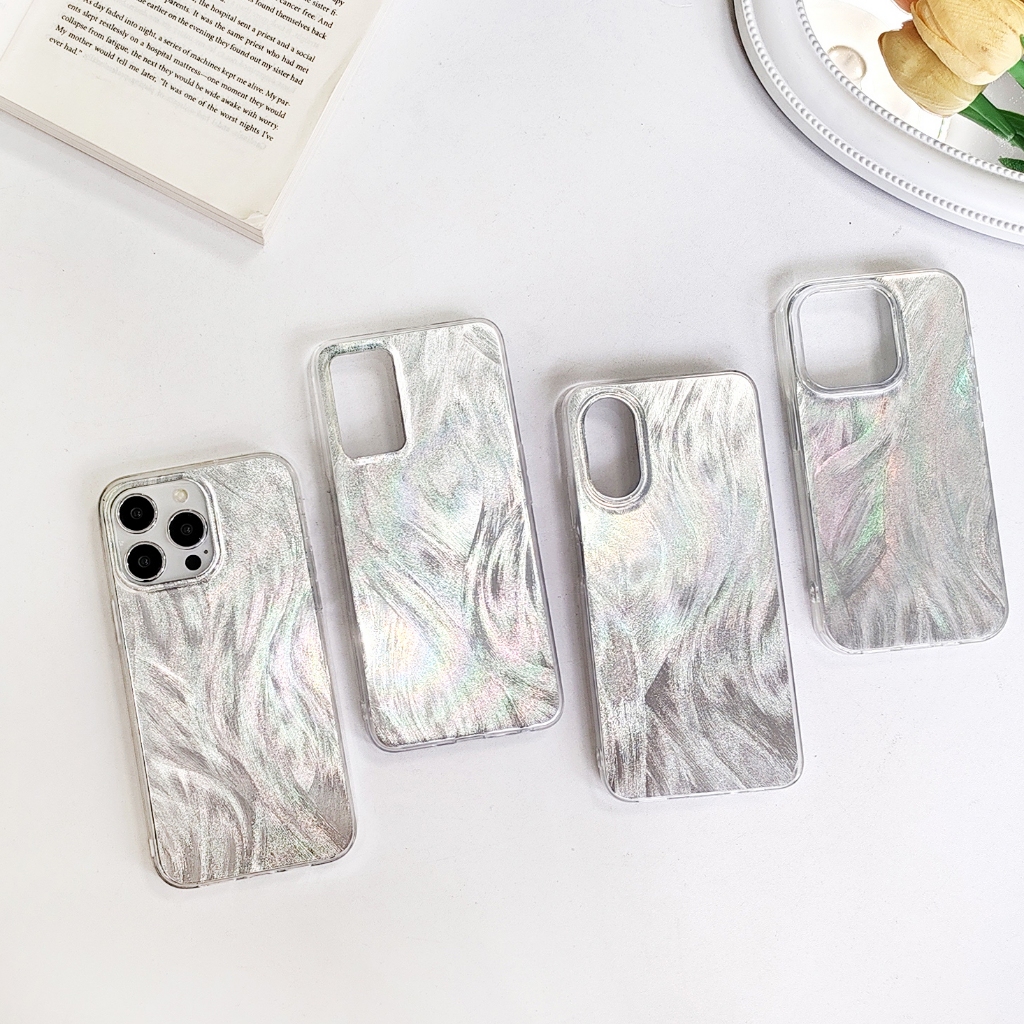 เคสนิ่มสีเทา ขอบใส ป้องกันรอยนิ้วมือ for iPhone 11/12/13/14/15/Pro/max OPPO A15 A17 A18 A58 VIVO Y20