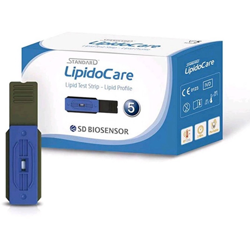 แถบตรวจระดับไขมัน LipidoCare Test Strip (25 แถบทดสอบ/กล่อง) Cholesterol Triglycerides HDL LDL