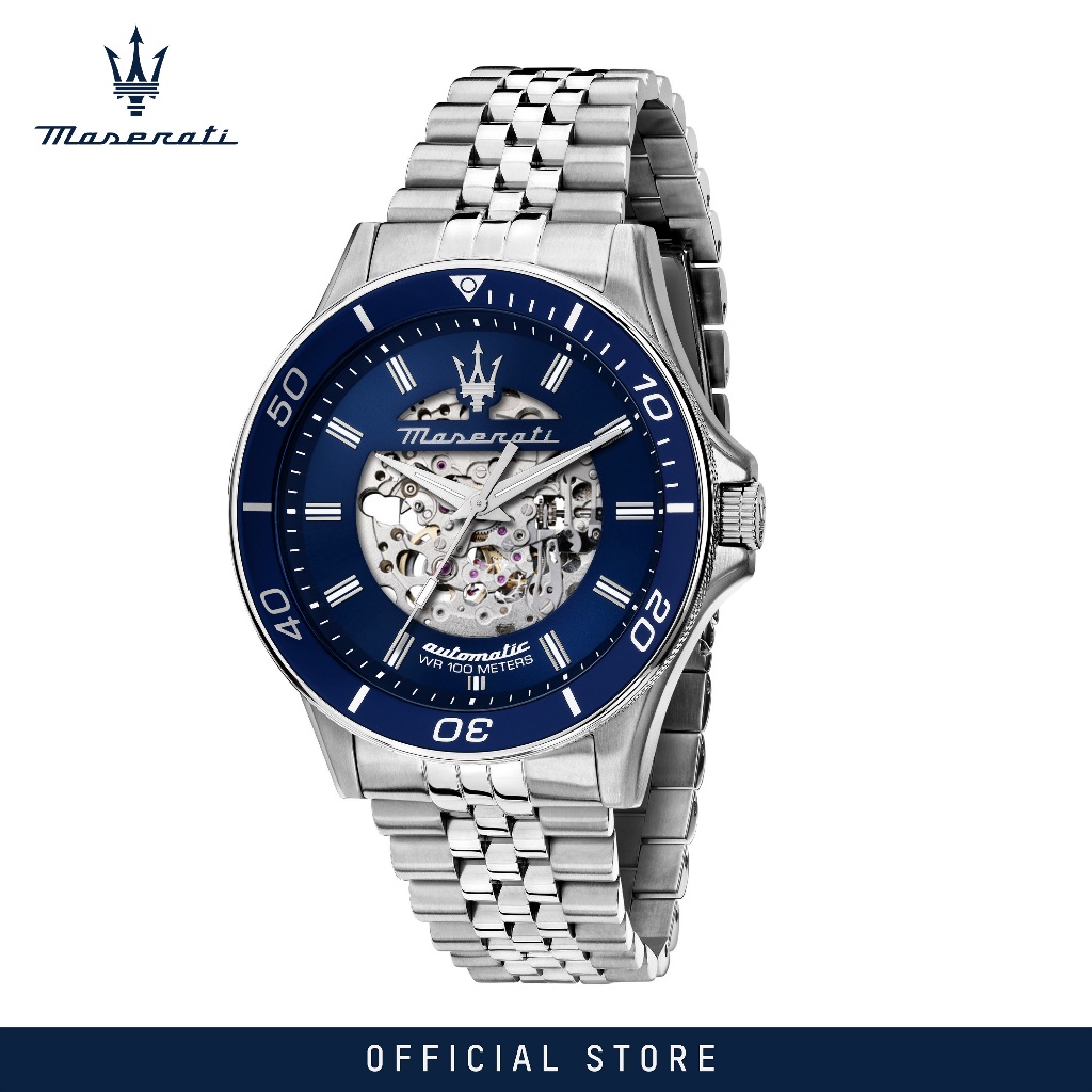 【2 Years Warranty】Maserati Sfida 44mm Men's Automatic นาฬิกาข้อมือแฟชั่น R8823140011