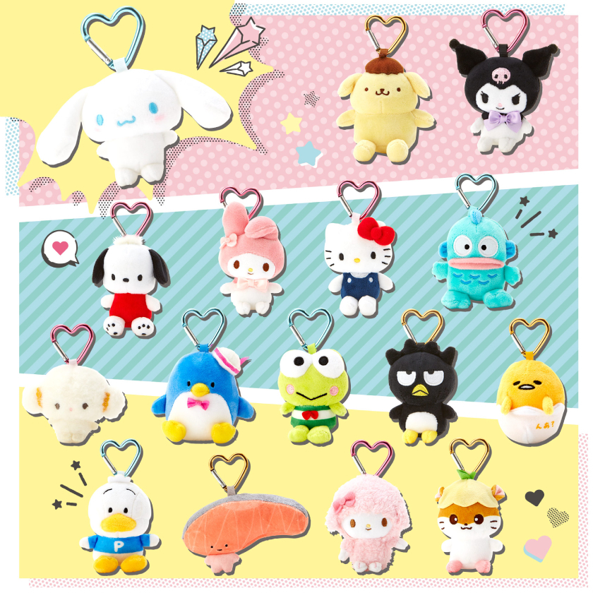 !!พร้อมส่ง!! Sanrio - พวงกุญแจตุ๊กตาซานริโอ ห่วงหัวใจ Mini mascot holder (heart)