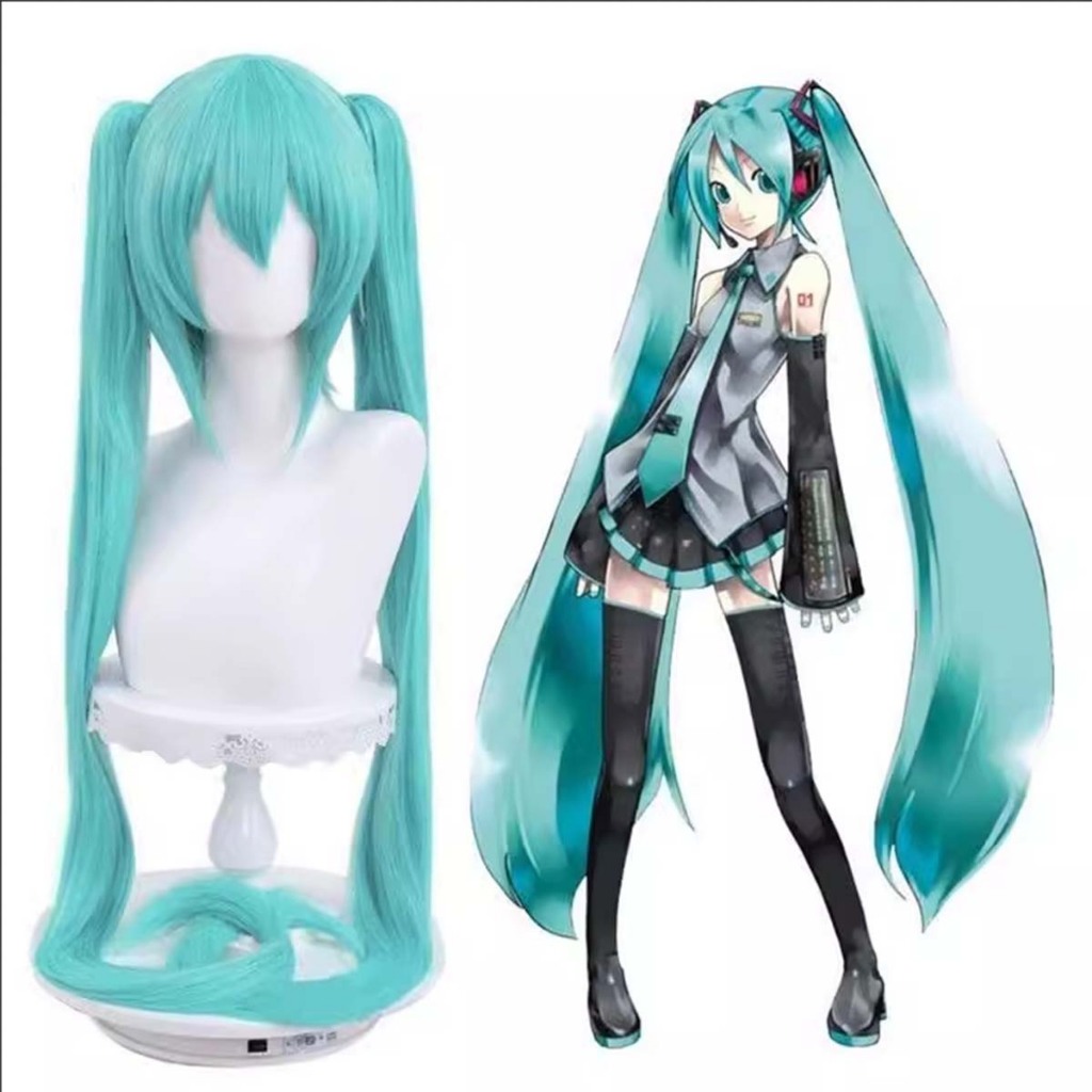 Hatsune Miku cos ปลอมเสือปากคลิปหางม้า miku สูตรสวมกุหลาบตาข่ายอุณหภูมิสูงผ้าไหมวิกผม