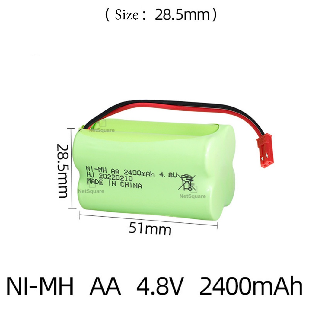 Battery Ni-MH AA NiMH แบตเตอรี่ 4.8v ถ่าน JST Plug ปลั๊ก 2400mah สำหรับรถบังคับ Rechargable RC 2x2