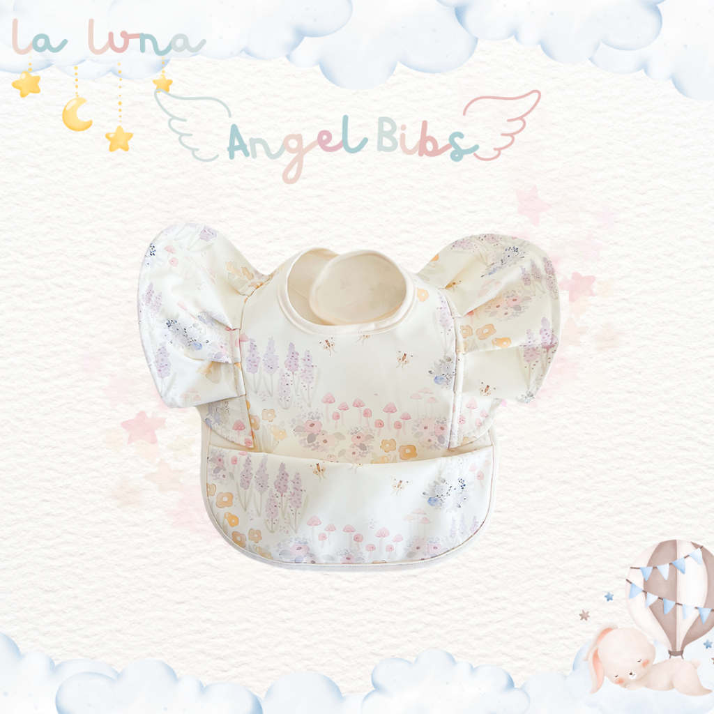 La Luna ผ้ากันเปื้อนเด็ก ผ้าซับน้ำลาย แบบ 3D มีกระเป๋าหน้า กันน้ำ  (Angel Bib)