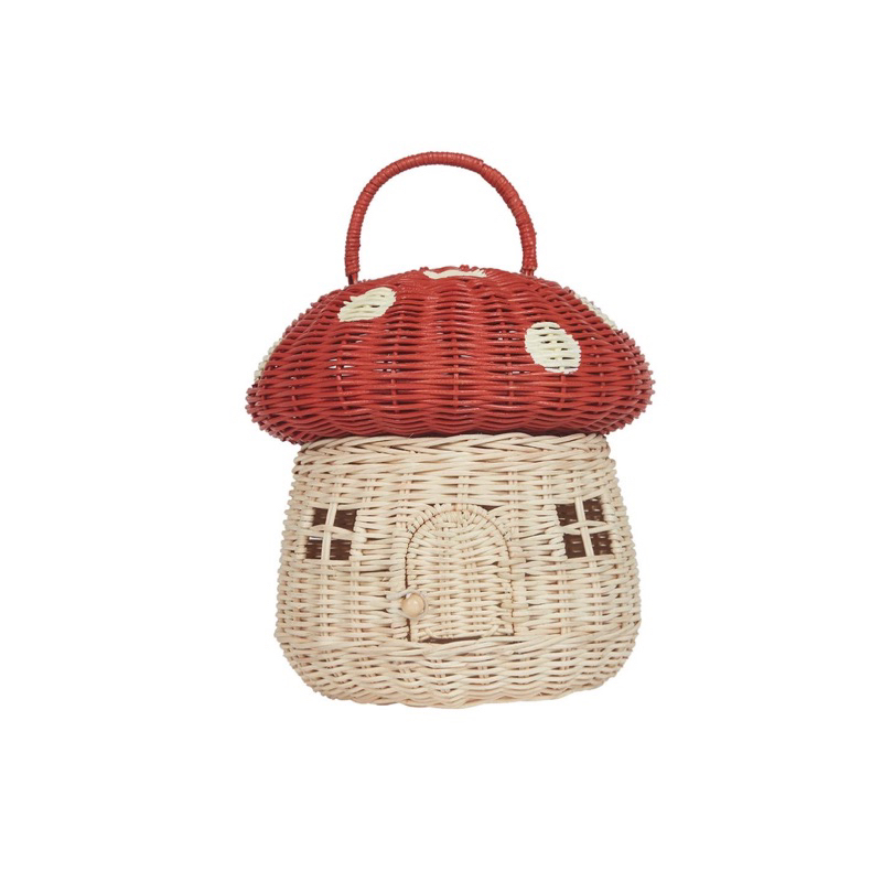 Olli Ella | Rattan Mushroom Basket - Red