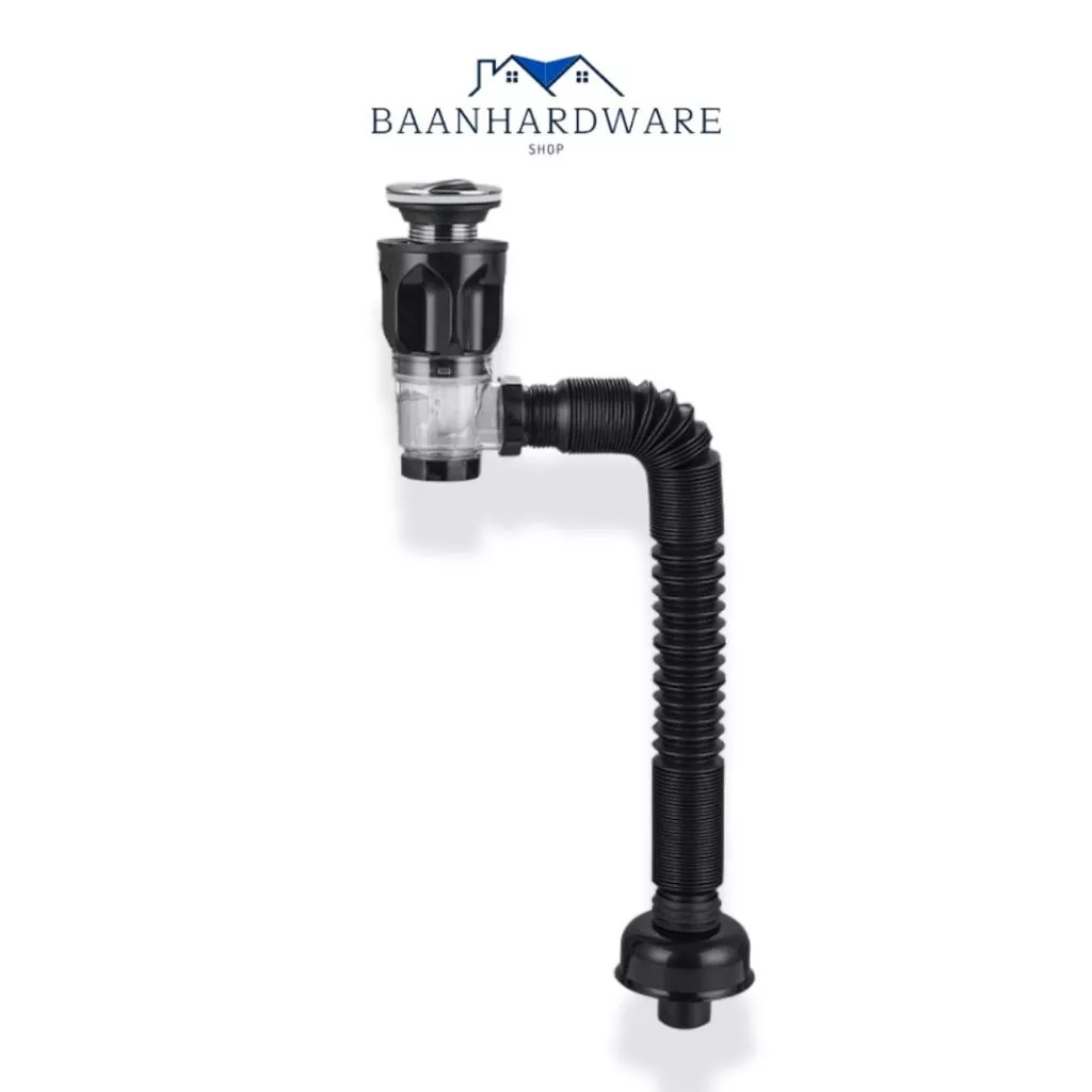 BAANHARDWARE สายท่อน้ำทิ้ง การระบายน้ำ2ทาง ใช้ได้ทั้งอ่างซิงค์และอ่างล้างหน้า MA-J-052BK