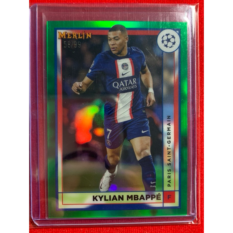 [g]2022-23 Topps chrome merlin soccer green refractor 58/99-Kylian Mbappe