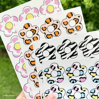 SmileSticker สติ๊กเกอร์ ดอกไม้ แพ็ก 48 ดวง ขนาด 3.8 cm สติ๊กเกอร์ PP กันน้ำ 100% ฉลาก DIY