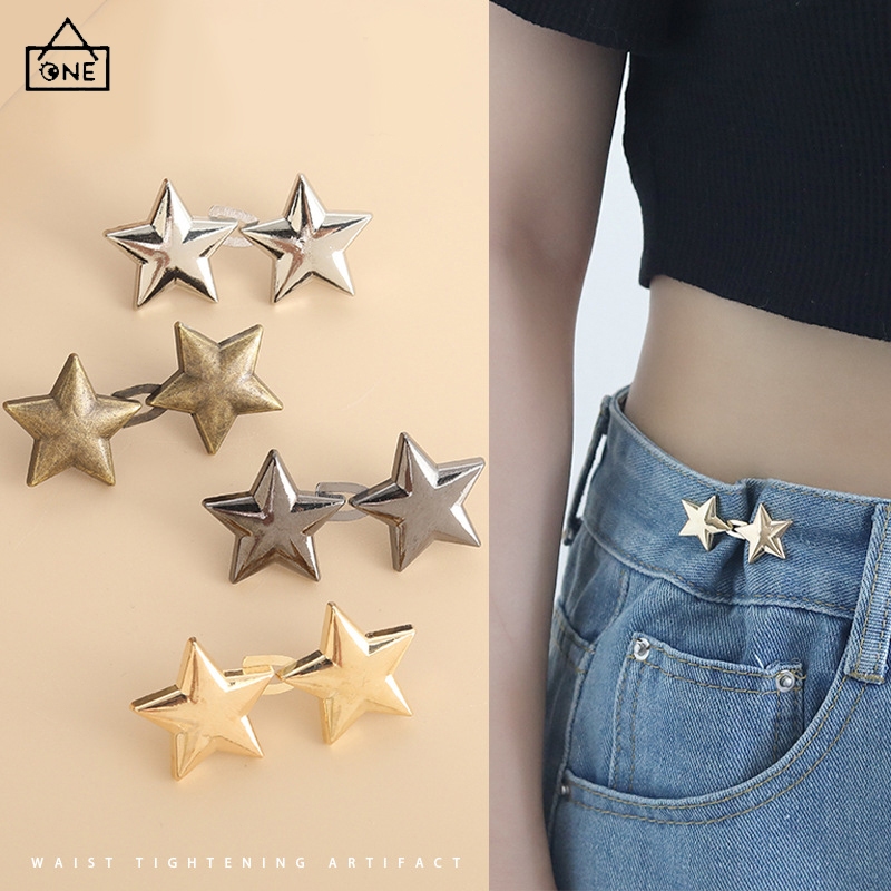 COD❤️กระดุมโลหะรูปดาวห้าแฉกแบบปรับได้ถอดออกได้ใช้ซ้ําได้สําหรับรัดเอวกางเกงยีนอุปกรณ์เสื้อผ้าสวยงามทนทาน-a.one